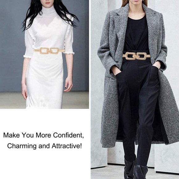 Women Skinny Gold Belt Metal Elastic Dress